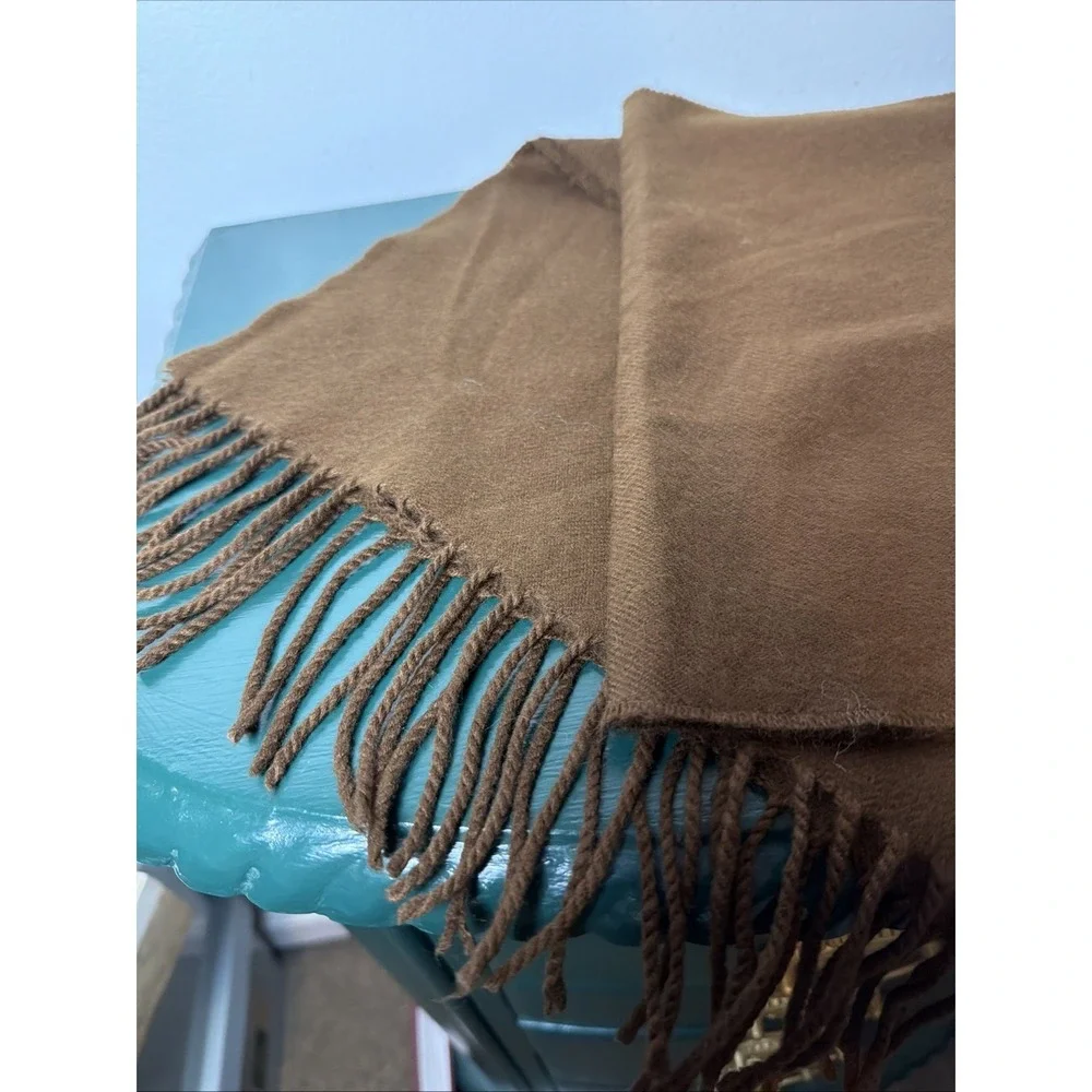 Chocolate Brown 100% Cashmere Scotland Unisex Scarf w Fringe Classic 68 x 12